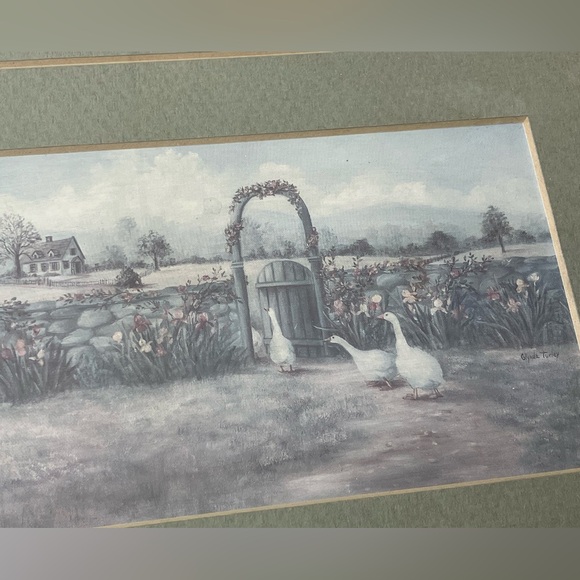 Vintage Wooden Art Framed Geese Garden Scene - Picture 2 of 6